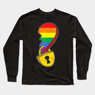 Matching Half Heart Gay Pride Lgbt Q Flag Couple Lock Love Long Sleeve T-Shirt